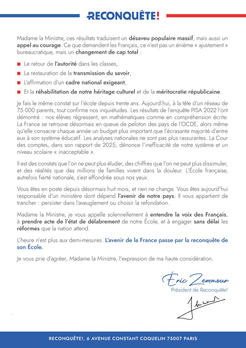 Madame Borne, alors qu'une nouvelle année scolaire s'ouvre sous le signe de la propagande, j'ai souhaité vous écrire au nom des Parents d'élèves.

Lisez ma lettre à Elisabeth Borne. ⤵️