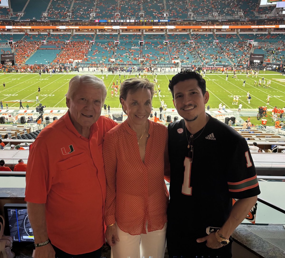 Rhonda &amp; I visiting with outstanding actor &amp; UM fan Danny Ramirez at big win vs Notre Dame