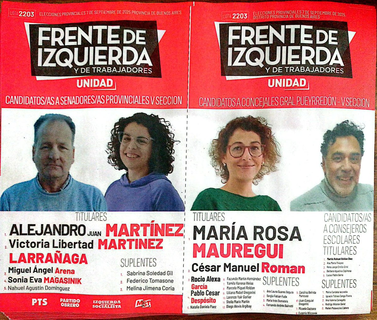 Boleta del FIT-U en General Pueyrredón. Estoy en concejales n°7 &lt;3.
Mar del plata.
MST, PTS, IS, PO. En la lista del frente de izquierda Unidad.