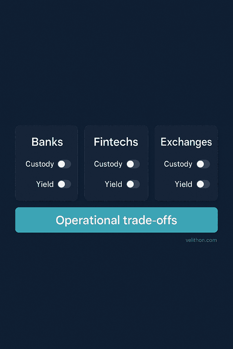 velithon's tweet image. Rules exist; now comes implementation. 
Expect different approaches by banks, fintechs and exchanges. 
We model the operational trade-offs rather than pick sides.

velithon.com

#Velithon #Stablecoins #OpsDesign 🧩🏦