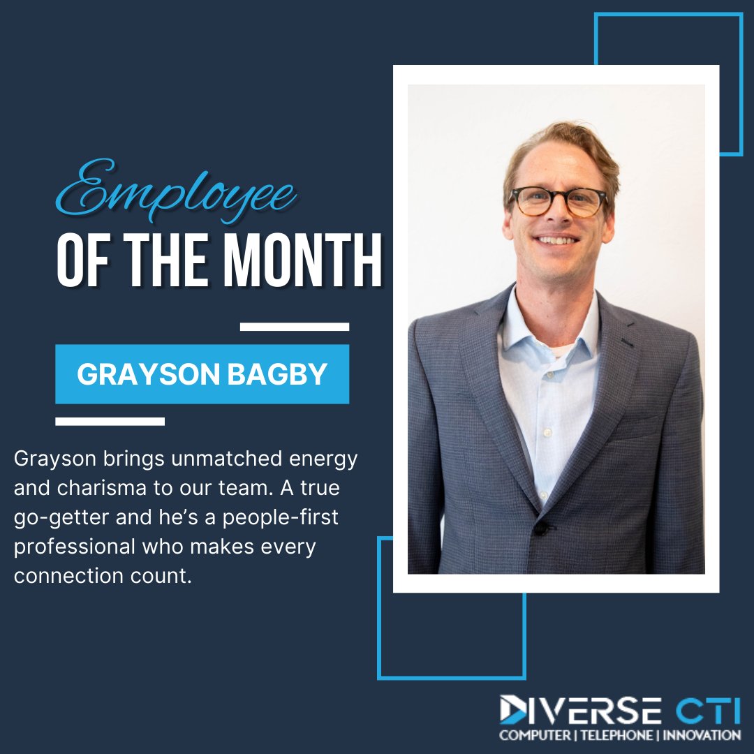 DiverseCTI's tweet photo. Congratulations to Grayson, our Employee of the Month! His dedication, energy, and professionalism make a lasting impact on our team and clients. https://t.co/qgZQe3uHxR