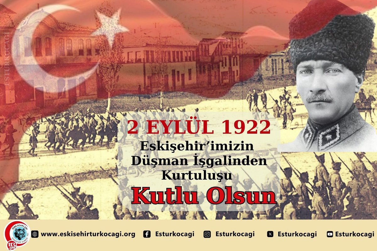 Eskişehir Ovasında, dağlarında, köylerinde bu şehri ebedî Vatan kılmak için Hakk’a yürüyenleri rahmet niyazıyla yâd ediyoruz. 2 EYLÜL KUTLU OLSUN
#Eskisehir