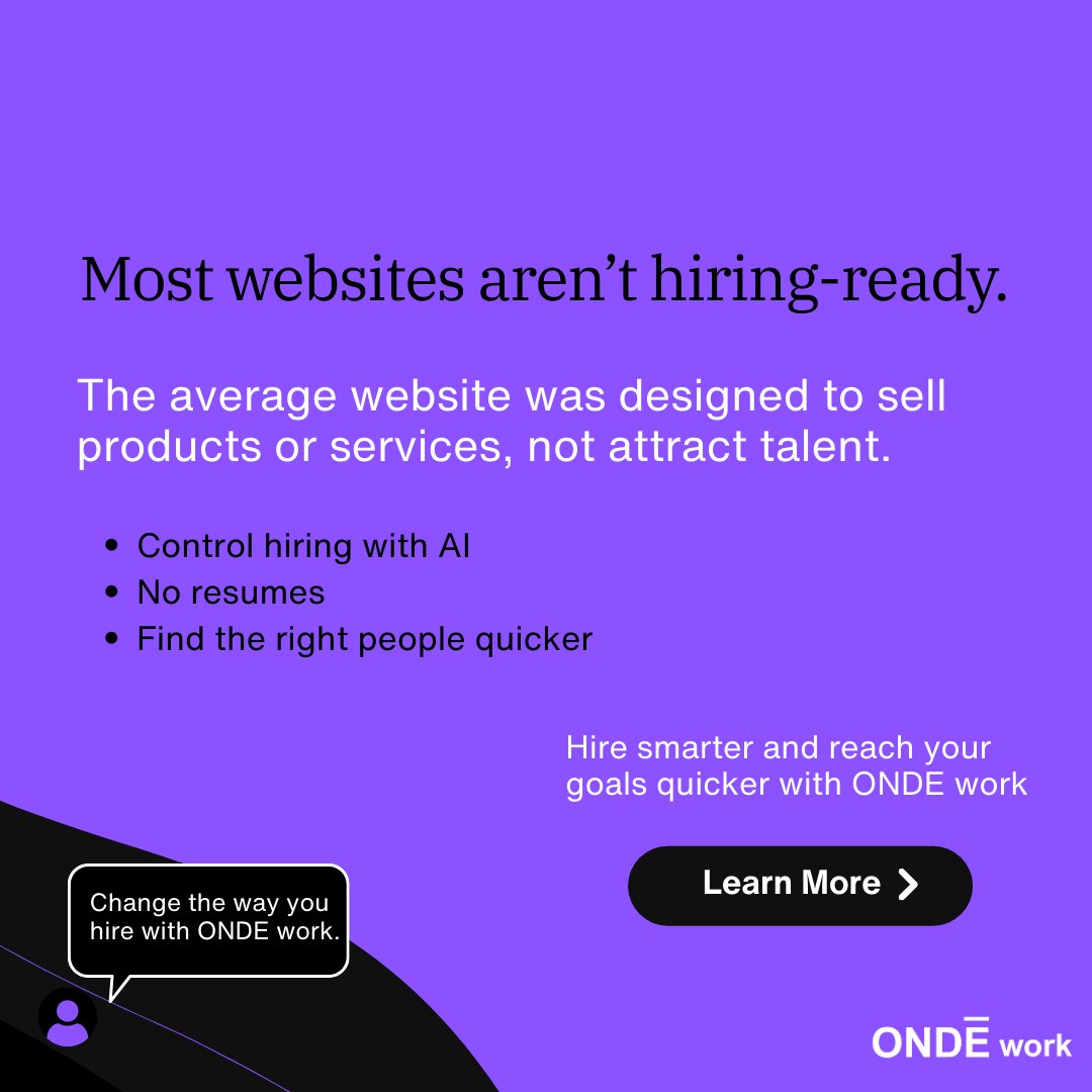 People are using AI to find jobs. AI is searching your website to see if your company is a good fit.

What does AI think of your website? Find out now.

ondework.com/website-grader