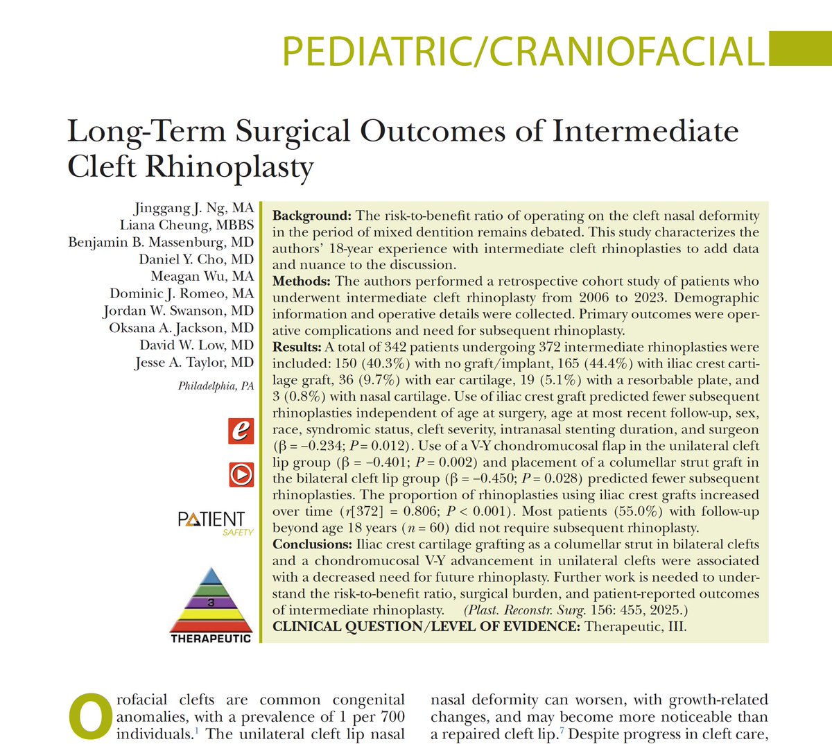 Kevin C. Chung, MD, MS (@kecchung) on Twitter photo Innovations in cleft surgery several decades ago have provided the invaluable opportunity to track long-term outcomes in children. These papers are necessary to understand what types of procedure will optimize results for different patients. bit.ly/3JAlrY7 <a href="/prsjournal/">Plastic and Reconstructive Surgery</a> Innovations in cleft surgery several decades ago have provided the invaluable opportunity to track long-term outcomes in children. These papers are necessary to understand what types of procedure will optimize results for different patients. bit.ly/3JAlrY7 <a href="/prsjournal/">Plastic and Reconstructive Surgery</a>