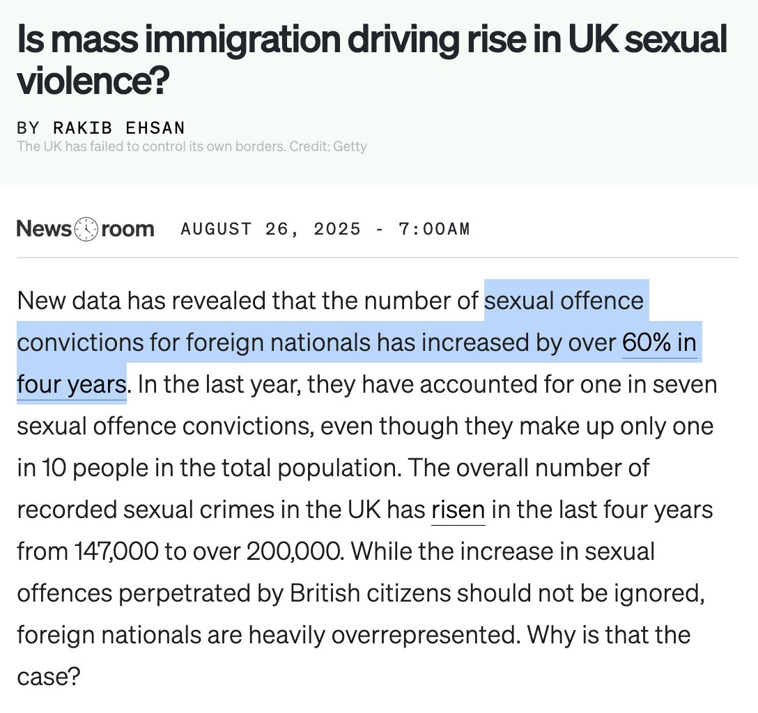 TheRabbitHole's tweet image. Foreign nationals are disproportionately engaging in sexual violence in the UK