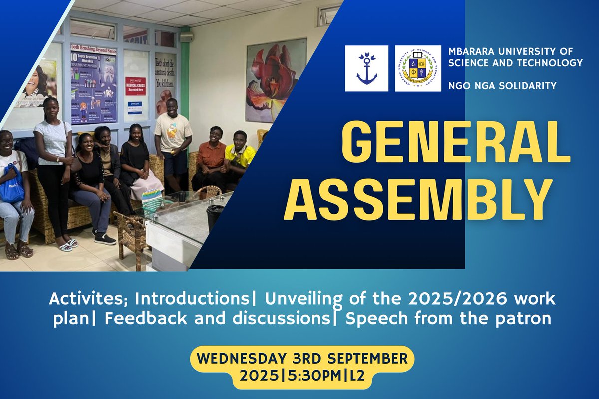 It's our culture to always meet up and discuss our activities for the semester, therefore invite you all for the General Assembly which will take place on Wednesday, 3rd September, 2025 in L2 (town campus) Come one, come all.