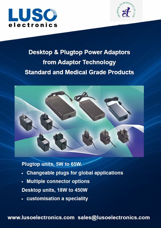 Wide range of Medical and Industrial grade desktop and plugtop adaptors available from <a href="/LusoElectronics/">Luso Electronics</a> . Plugtops come with interchangeable pins for global reach and vast range of connectors. Customisations a specialty, talk to our specialists to discuss your needs.