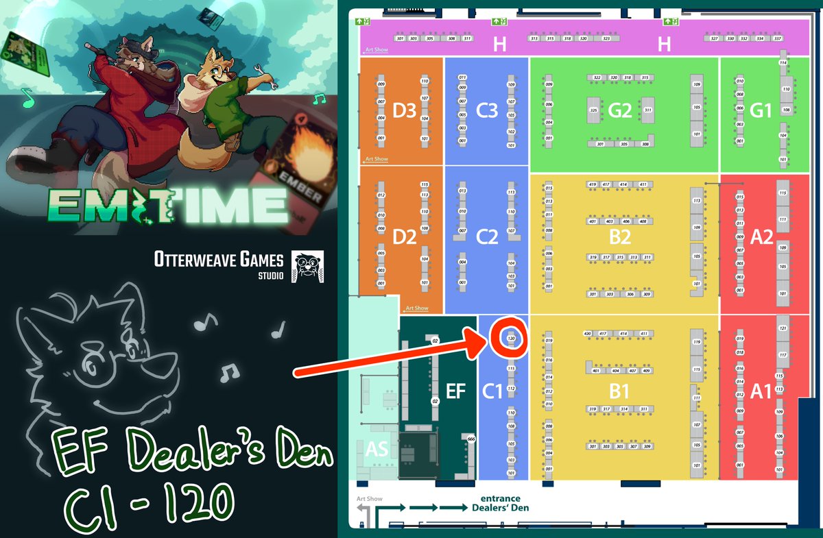 Otterweave Games Studio - Working on EMITIME! (@owgames_studio) on Twitter photo Yoo! I will be bringing EMITIME with me to showcase at the Dealer's Den at Eurofurence!! <a href="/eurofurence/">Eurofurence</a>
You can find me at table C1-120, I won't be selling anything merch, but I will be giving out some freebies and doing a free raffle thingy too! ๐
#furry #indiedev #gamedev Yoo! I will be bringing EMITIME with me to showcase at the Dealer's Den at Eurofurence!! <a href="/eurofurence/">Eurofurence</a>
You can find me at table C1-120, I won't be selling anything merch, but I will be giving out some freebies and doing a free raffle thingy too! ๐
#furry #indiedev #gamedev