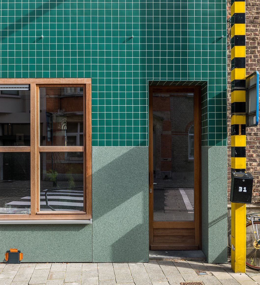 A gorgeous green tile townhome in Ghent, Belgium