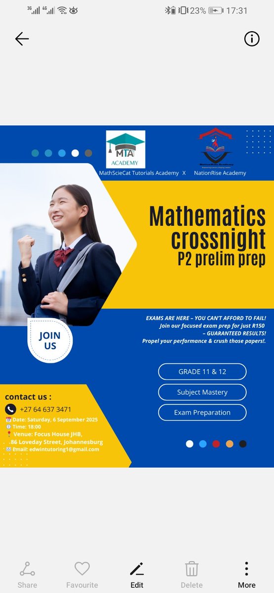 NationRiseZA's tweet image. Get ready to solve, calculate and have fun📚
Entry fee: R150
 for more information contact us:064 637 3471
#matric2025
#mathtutoring