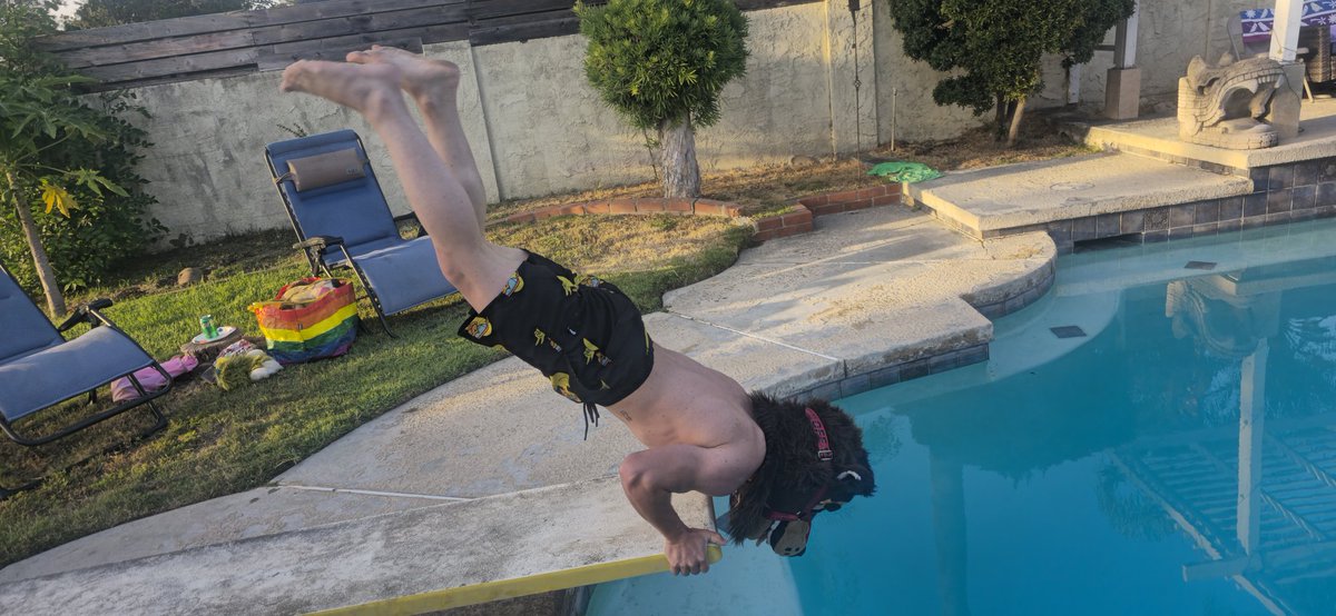 DOG calisthenics from a pool party i went too a while ago uwu thanks again <a href="/FoxofFlowers/">Hyacinth 🔜 FC</a> !