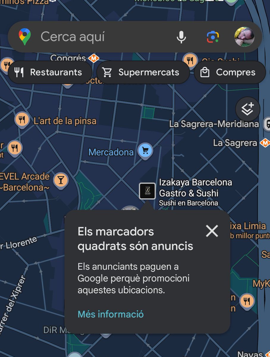 La publicitat ja ha arribat també al Google Maps en català 👇🏻
