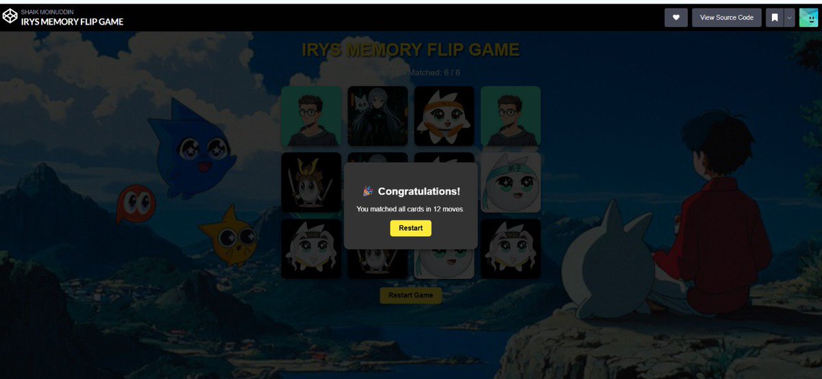 SHAIK MOINUDDIN (Ø,G) IP 🦭/acc 🔌 ⚡ (@moinu614) on Twitter photo Hirys fam...
Just dropped IRYS Memory Flip Game,
Built with pure Vibe Coding energy.
Flip, match, repeat… but can you beat the timer?
Play now: codepen.io/SHAIK-MOINUDDI…
<a href="/irys_xyz/">Irys (✧ᴗ✧)</a>
<a href="/irys_xyz_in/">Irys India (✧ᴗ✧)</a>
<a href="/josh_benaron/">Josh Benaron (✧ᴗ✧)</a>
<a href="/quang250802/">Quang (✧ᴗ✧)</a>
<a href="/xaitoshi_/">xaitoshi (✧ᴗ✧) (LOCKEDIN)</a> Hirys fam...
Just dropped IRYS Memory Flip Game,
Built with pure Vibe Coding energy.
Flip, match, repeat… but can you beat the timer?
Play now: codepen.io/SHAIK-MOINUDDI…
<a href="/irys_xyz/">Irys (✧ᴗ✧)</a>
<a href="/irys_xyz_in/">Irys India (✧ᴗ✧)</a>
<a href="/josh_benaron/">Josh Benaron (✧ᴗ✧)</a>
<a href="/quang250802/">Quang (✧ᴗ✧)</a>
<a href="/xaitoshi_/">xaitoshi (✧ᴗ✧) (LOCKEDIN)</a>