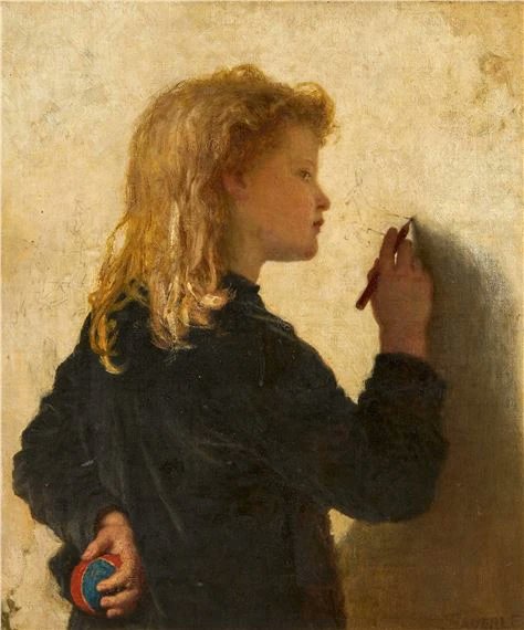 Happy September dear X friends 💙🥰
Wish you a wonderful month 🙏💙 🎶🎵💙

💙 A Drawing Child 💙
Karl Wilhelm Friedrich Bauerle 
German painter ( 1831 - 1912 ) 🇩🇪
Oil on Canvas