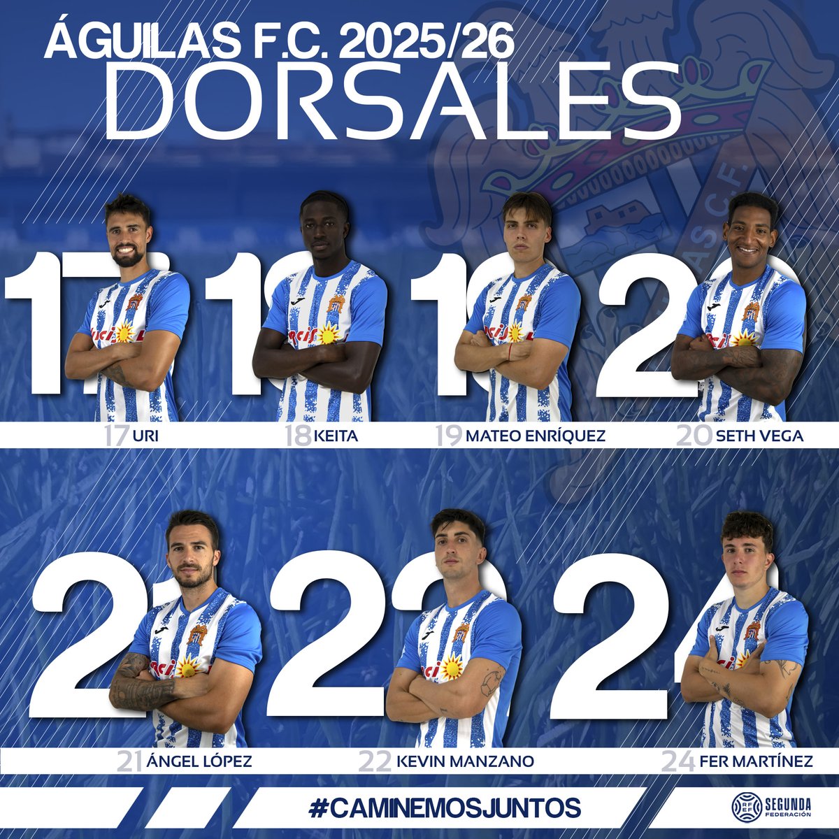 𝗗𝗢𝗥𝗦𝗔𝗟𝗘𝗦 𝟮𝟱/𝟮𝟲 🔢

¡Buenos días, afición!☀
¡Os dejamos los dorsales definitivos con los que nuestra primera plantilla empezará la competición!

#𝗖𝗮𝗺𝗶𝗻𝗲𝗺𝗼𝘀𝗝𝘂𝗻𝘁𝗼𝘀 🤝🏻 💙🤍
