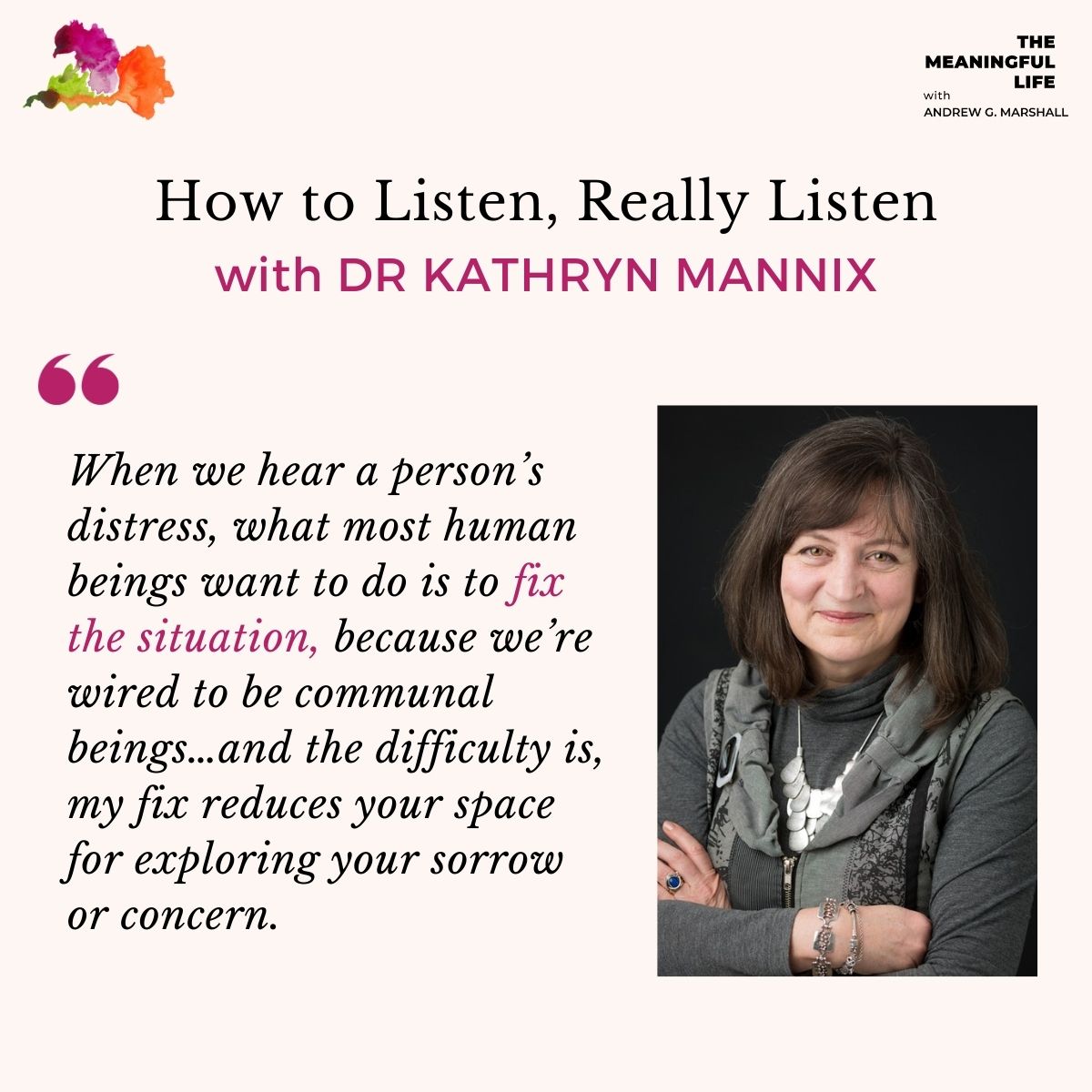 Most of us have a conversation we’re avoiding: a child coming out to their parent, a family losing someone to terminal illness, a friend noticing early signs of dementia.

How do we find the courage to  talk, listen and be there for one another?

<a href="/drkathrynmannix/">Kathryn Mannix</a>,  a consultant