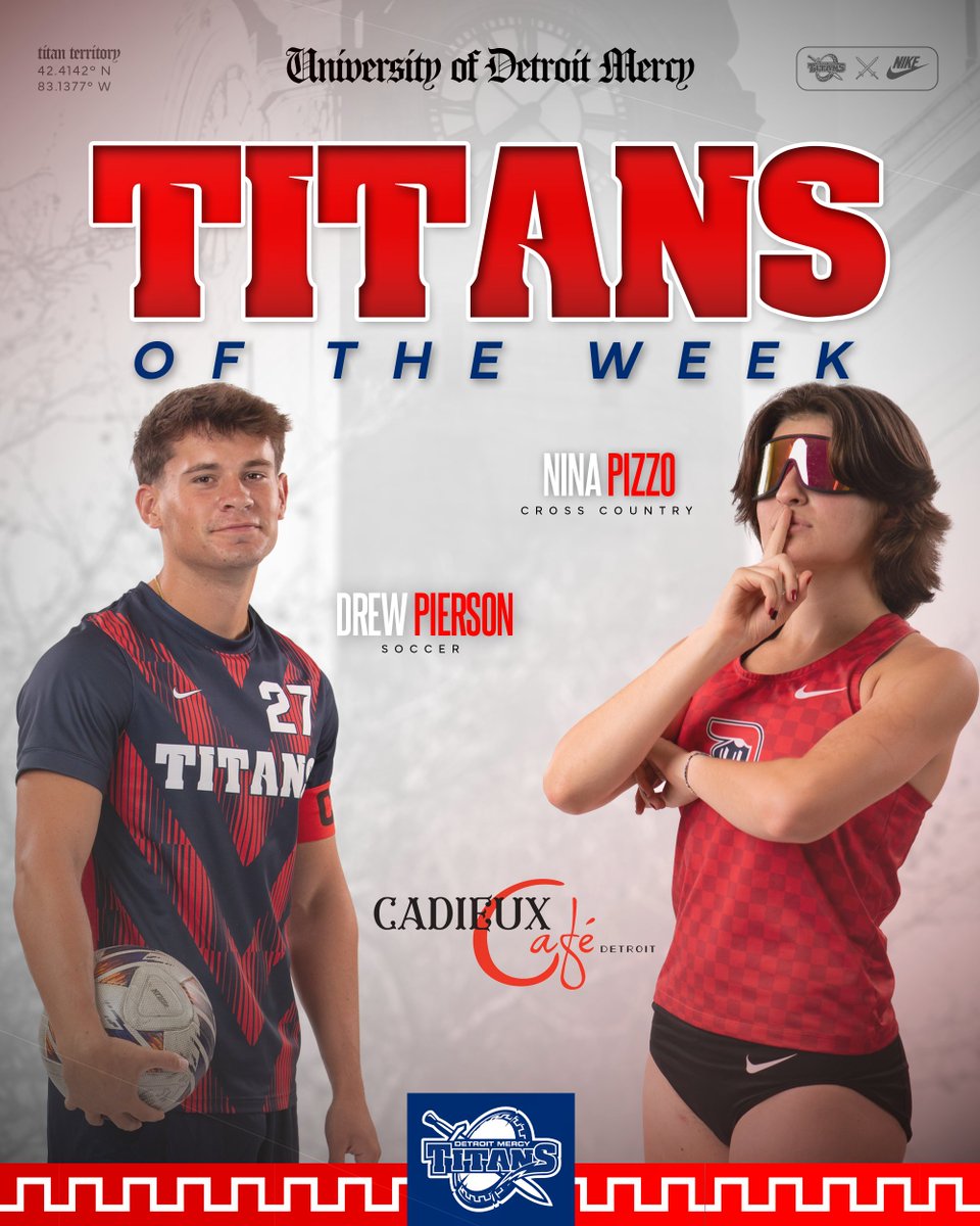 Detroit Mercy Titans (@detroittitans) on Twitter photo 👏 Congrats to your Charles Rutherford Titans of the Week presented by <a href="/Cadieuxcafe/">Cadieux Cafe</a> 👏
<a href="/UDMSoccer/">Detroit Mercy Men’s Soccer</a> <a href="/pierson_drew/">Drew Pierson</a> tallied his second game-winning goal of the season as his first knock was all the Titans needed in their 1-0 road win at Butler.
<a href="/DetroitTitanTnF/">DetroitMercyTnF+XC</a> Nina Pizzo turned 👏 Congrats to your Charles Rutherford Titans of the Week presented by <a href="/Cadieuxcafe/">Cadieux Cafe</a> 👏
<a href="/UDMSoccer/">Detroit Mercy Men’s Soccer</a> <a href="/pierson_drew/">Drew Pierson</a> tallied his second game-winning goal of the season as his first knock was all the Titans needed in their 1-0 road win at Butler.
<a href="/DetroitTitanTnF/">DetroitMercyTnF+XC</a> Nina Pizzo turned