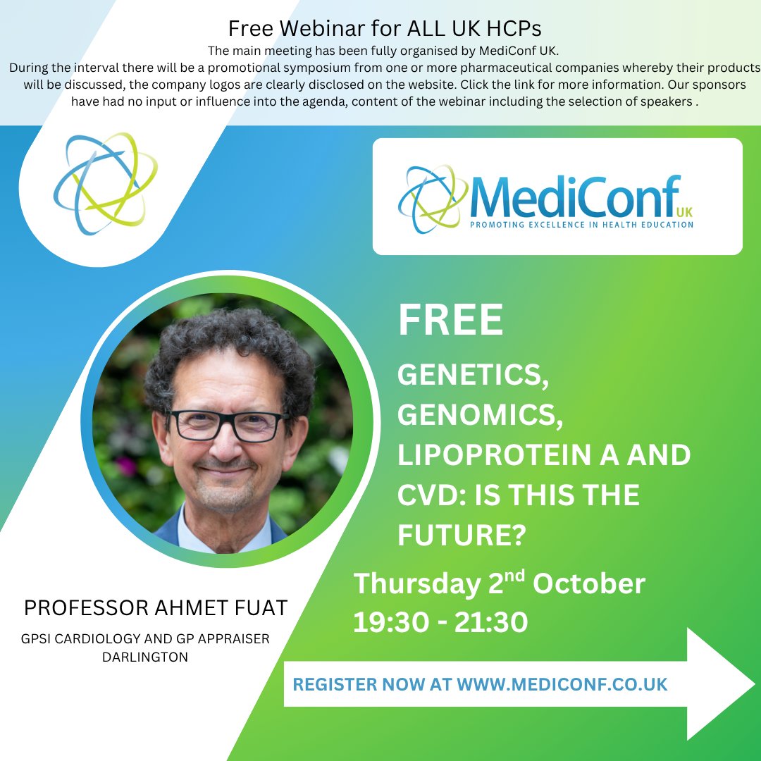 For UK HCPs: 🧬 Is genetics &amp; genomics the future of CVD prevention?

Join Professor Professor <a href="/ahmetfuat17/">ahmet fuat</a> PhD FRCGP FRCP FRCPE FESC FPCCS who will talk you through the difference between Familial and Polygenic Hypercholesterolaemia.

🔗 mediconf.co.uk/event-details.…
