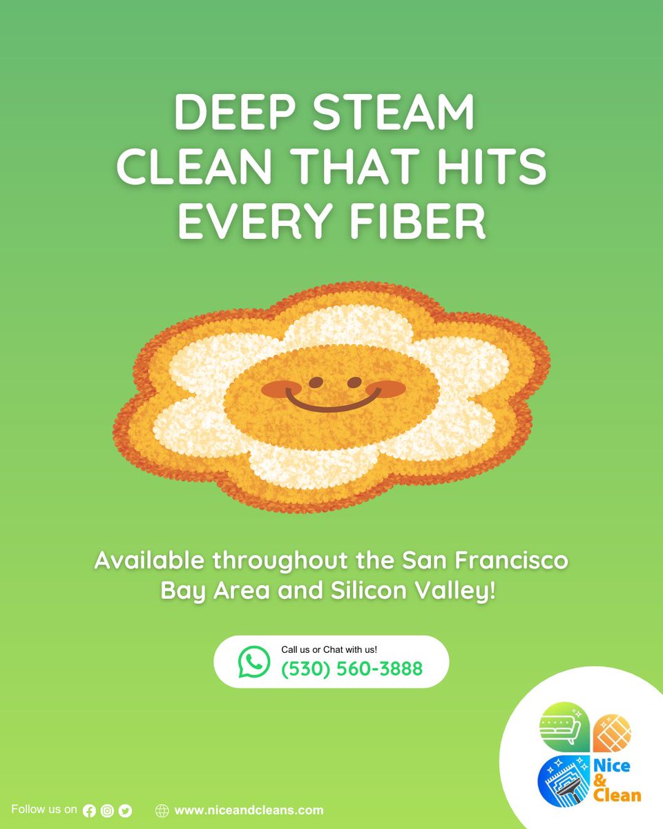 Experience intense stain #removal, disinfection, and odor elimination with our advanced steam #cleaning process—powered by hot water pressure and tough-but-safe solutions.

Call us or Chat with us on Whatsapp: (530) 560-3888 | (415) 941-8921
Visit: niceandcleans.com