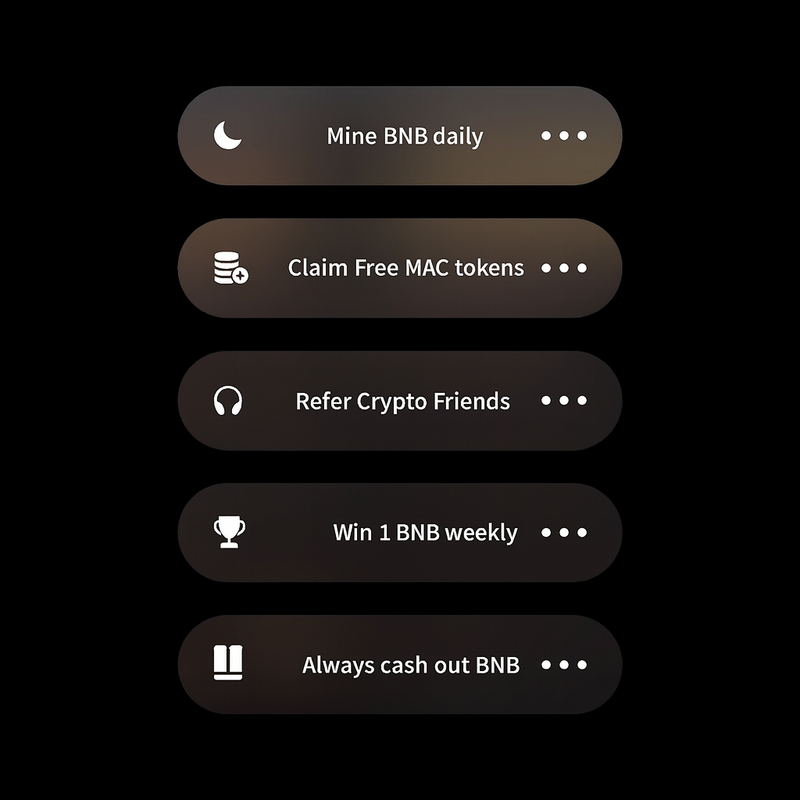 🔥 Claim Free MAC Tokens Daily! 🔥

You can now earn FREE MAC tokens by completing simple tasks on the MAC App 📲💎

At the same time, start mining BNB daily using our powerful MAC Web3 Miner ⚡💰

🌐 Get started now: t.me/Machine_offici…

#bnbminer #minebnb #cryptominers