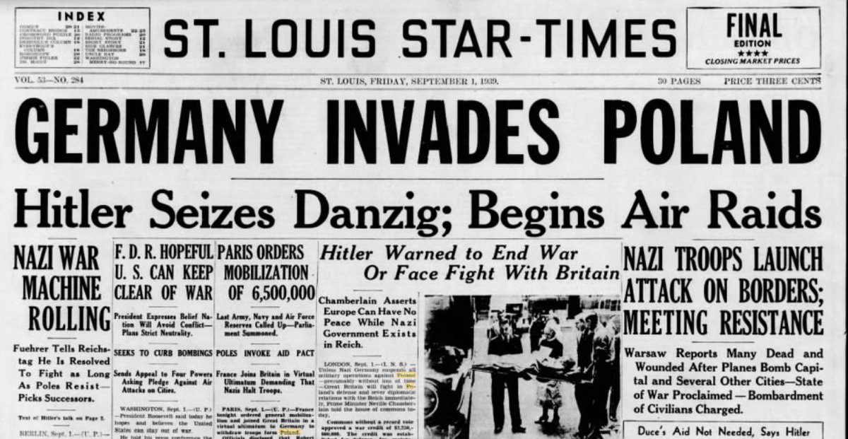 #OTDinHistory | On September 1, 1939, Germany invaded Poland, marking the beginning of the Second World War. Polish forces were overrun within a month. Almost immediately, Germany began enforcing their racial policies in the occupied territory.