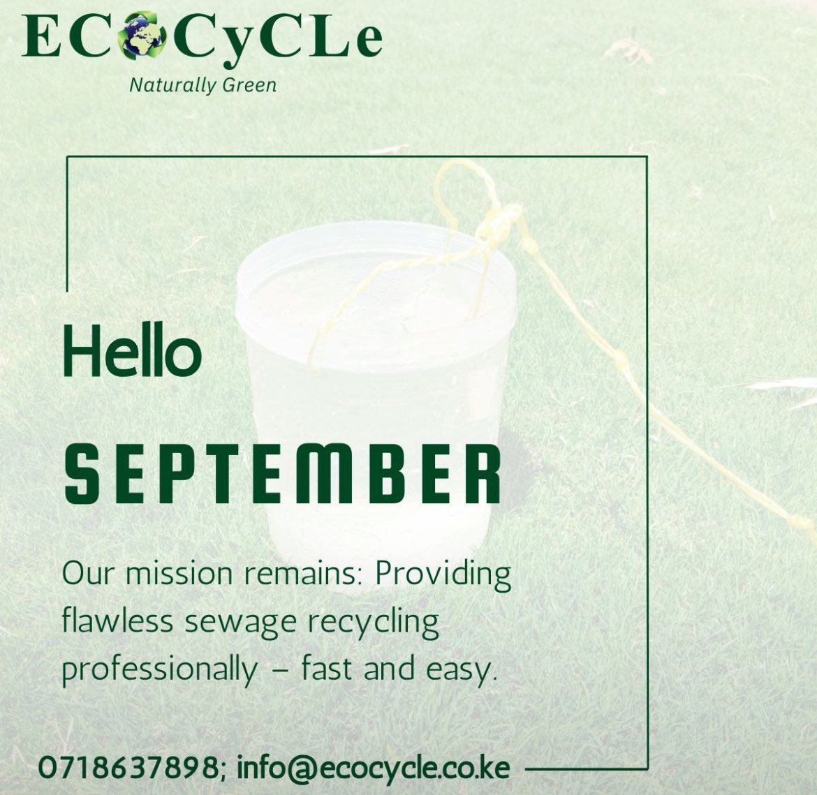 #𝐍𝐄𝐖𝐌𝐎𝐍𝐓𝐇𝐓𝐈𝐏, #𝐂𝐨𝐧𝐬𝐭𝐫𝐮𝐜𝐭𝐢𝐨𝐧𝐓𝐈𝐏:𝐁𝐞𝐜𝐨𝐦𝐞 𝐚𝐧 #𝐄𝐂𝐎𝐇𝐄𝐑𝐎 in #𝐒𝐞𝐩𝐭𝐞𝐦𝐛𝐞𝐫!
♻️Recycle your SEWAGE to SAFE REUSABLE water!
<a href="/EcocycleLtd/">ECOCYCLE Ltd -SEWAGE to H2O Tech</a> ProvidesFlawless #Sewage Recycling Professionally – Fast &amp;  Easy for YOU
0718637898 info@ecocycle.co.ke