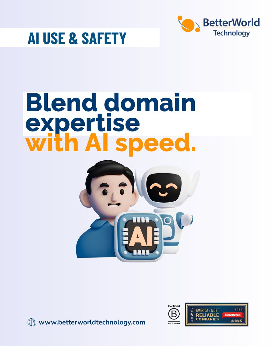 BetterWorldTech's tweet image. Do blend domain expertise with AI speed.
Your knowledge + AI’s horsepower = winning combo.
#HumanPlusAI #Productivity #SmartWork