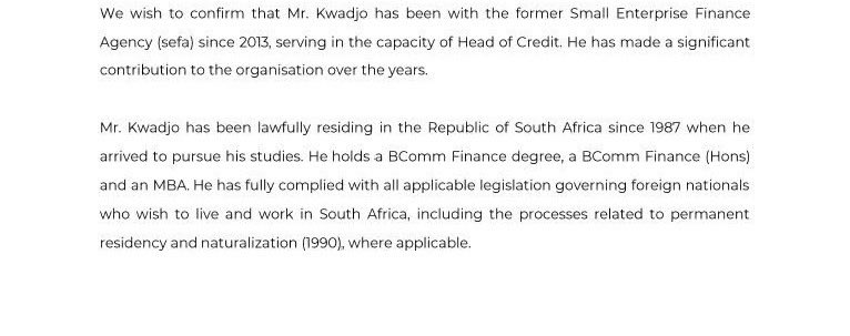 So Stella, help us out. This foreigner you want us to send our applications to, how did he arrive on student visa in 1987 and magically become naturalised by 1990? Did the apartheid laws bend just for him?