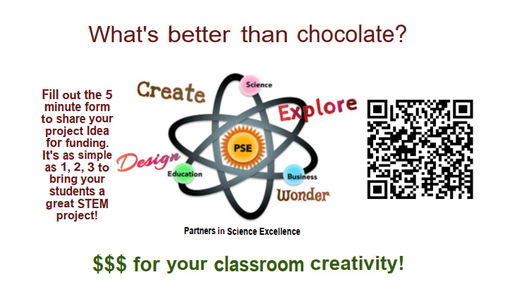 Teachers: Do you have a great idea for a STEM project for the upcoming school year? Partners in Science Excellence would like to fund your project! Teachers in Lake, Geauga, and Ashtabula counties can use the QR code or this link (lnkd.in/eh9vdK9M) to submit your ideas.