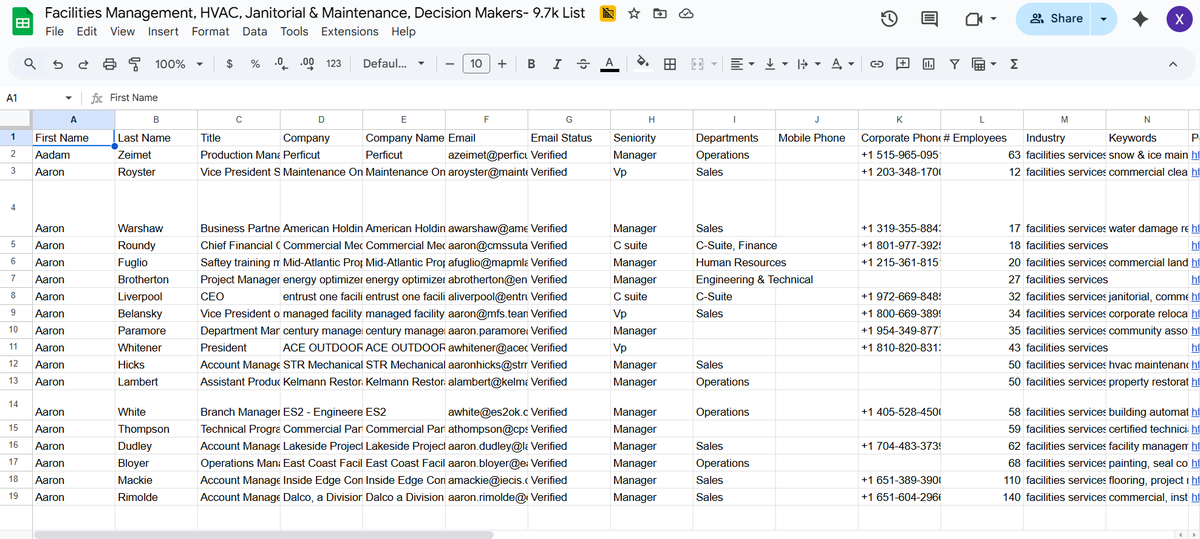 scalecoldemail's tweet image. I have NEW &amp;amp; VERIFIED leads of Facilities Management, HVAC, &amp;amp; Maintenance businesses

(All CEOs, VPs, Managers, C suite contacts VERIFIED 3 days ago)

These leads were recently scraped from all platforms worth $1137

Want it?

Like and comment &quot;191&quot; and I&apos;ll DM you the list.…