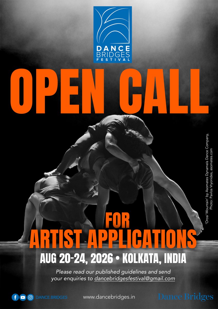 Dance Bridges <a href="/DanceBridges/">DanceBridges</a>  is excited to announce the open call for artist applications for the sixth edition of the Festival to be held in Kolkata, India, from 20th-24th August 2026 ✨🤩🎉🥳✨

Read our guidelines (link in bio) to apply!! dancebridges.in/guidelines