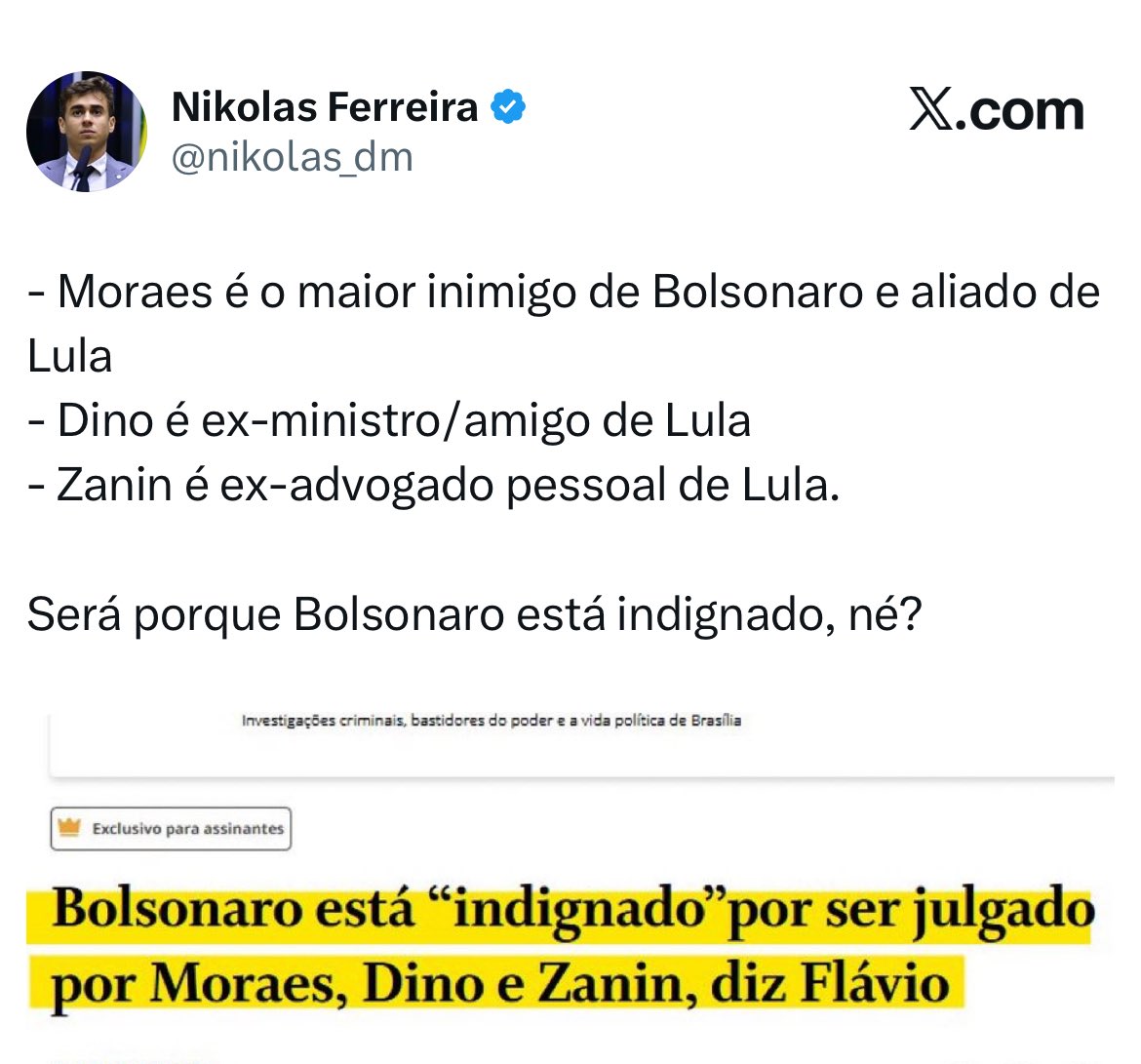 DudaSalabert's tweet image. Ministro do STF não é escolhido para agradar Bolsonaro nem para defender Lula. É escolhido para defender a Constituição. Talvez seja por isso que Bolsonaro esteja indignado.

Entendeu ou quer que eu desenhe?
