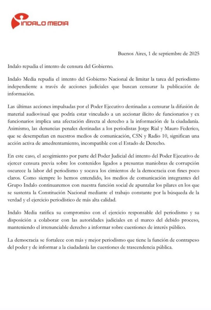 𝙉𝙍 | Nacho Rodriguez (@nachorodriok) on Twitter photo 🚨AHORA
Comunicado del #GrupoIndalo que repudia la censura a <a href="/rialjorge/">JORGE RIAL</a> & <a href="/maurofederico/">Mauro Federico</a> 👇🏻 🚨AHORA
Comunicado del #GrupoIndalo que repudia la censura a <a href="/rialjorge/">JORGE RIAL</a> & <a href="/maurofederico/">Mauro Federico</a> 👇🏻