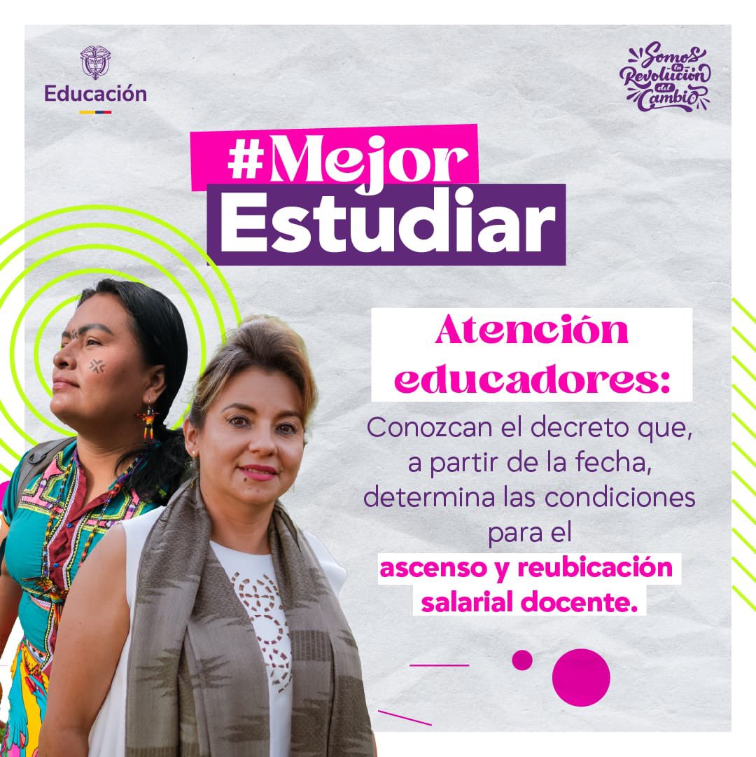🚨 ¡Atención profes! 🚨

El Gobierno del Cambio cumplió su palabra: ya está en firme el Decreto 0953 de 2025, que reglamenta el proceso de ascenso y reubicación salarial docente. ✍️📚

Un paso histórico fruto de la fuerza del magisterio y del compromiso con la dignidad de