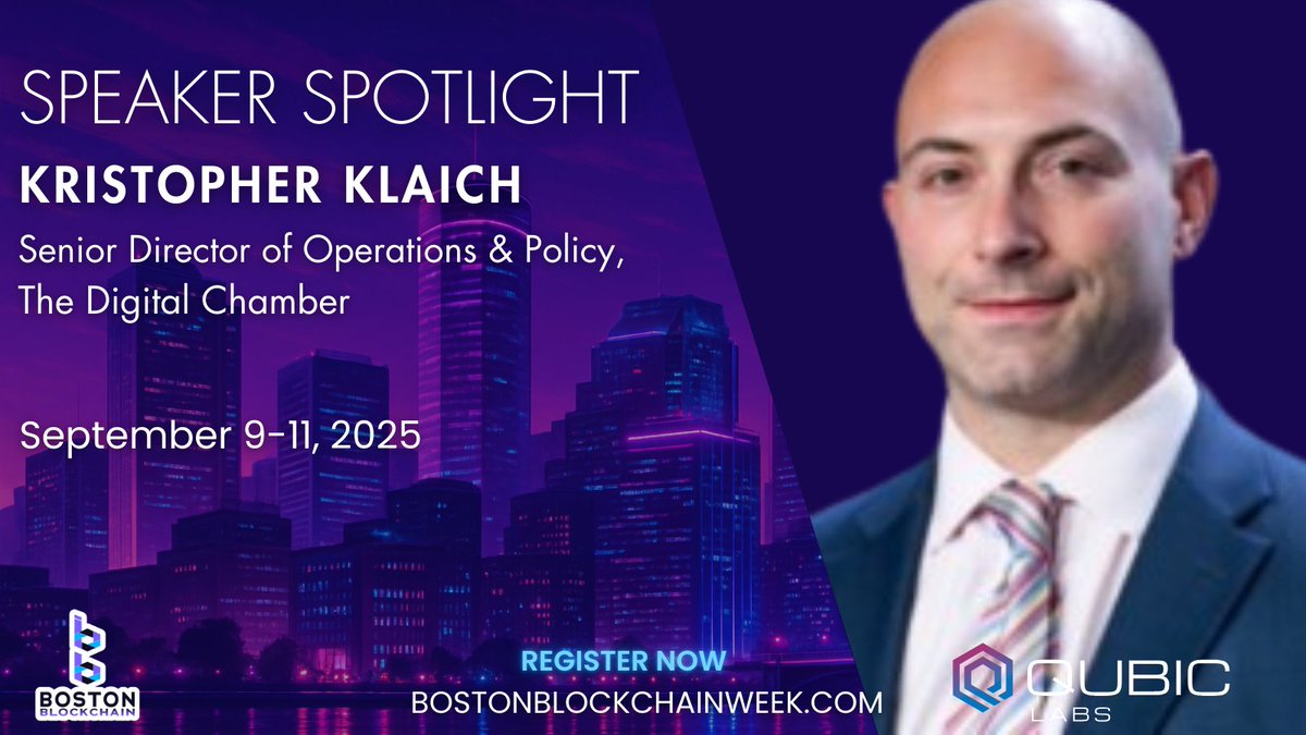 🎤 We’re excited to announce that <a href="/krisklaich/">Kristopher Klaich</a> with The Digital Chamber will be speaking at Boston Blockchain Week 2025: Where Blockchain Meets AI.

He will be joining a powerhouse lineup of builders, investors, and innovators shaping the future of decentralized tech.

This is an