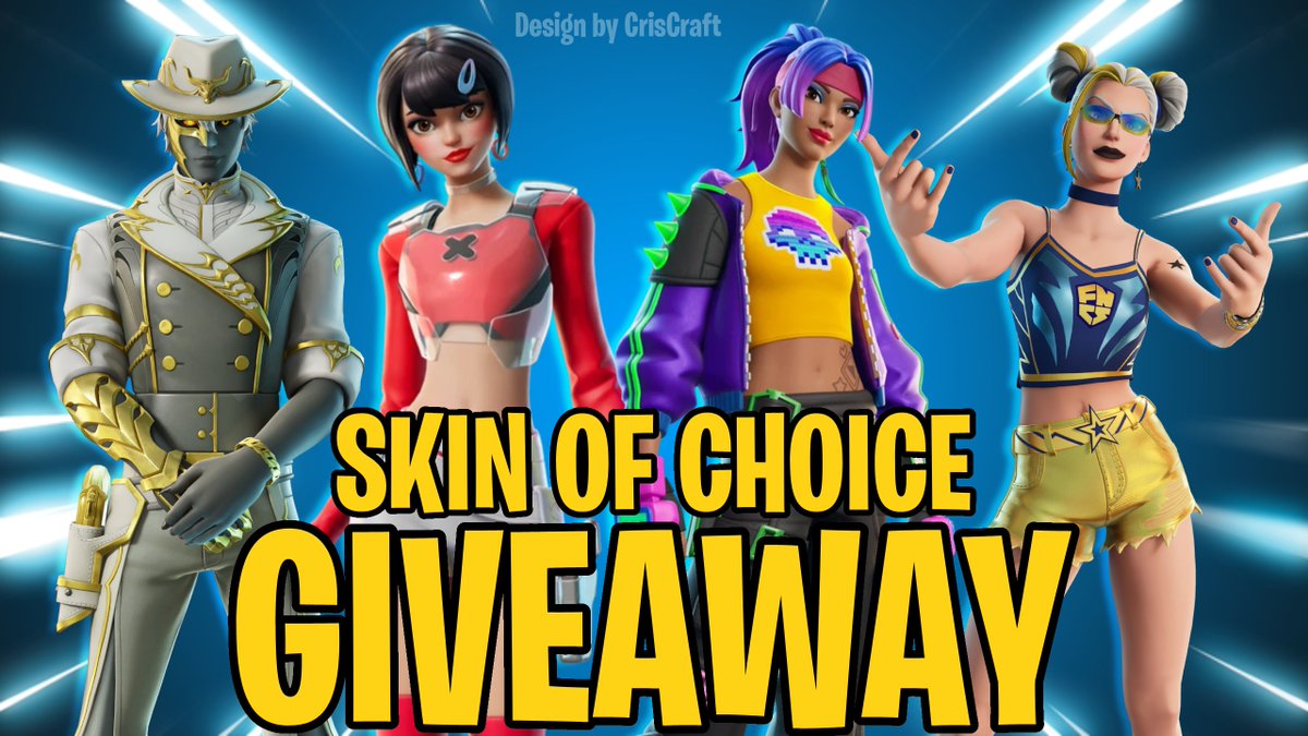 Skin of choice GIVEAWAY!
🏆1 winner

To enter:
✅Follow Me &amp; <a href="/CrisCraft1304/">CrisCraft</a> 
❤️Like this post
♻️Retweet this post
💬Comment which unreleased skin you're most excited for

Ends in 48 hours 🔥
Image by <a href="/CrisCraft1304/">CrisCraft</a>