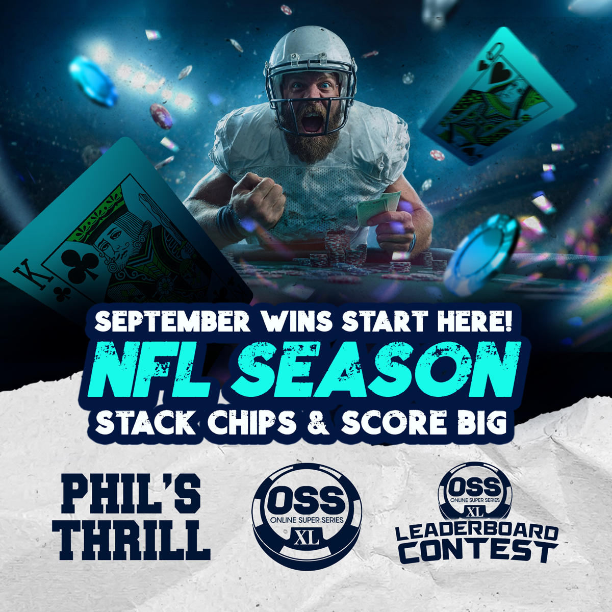 🚨 Sundays are for Football & Poker 🚨 To celebrate our $50 Million GTD -  OSSXL Series kicking off Sunday, Sept 7th, were giving away a OSSXL-Sunday  High Roller Kickoff $630 Tournament