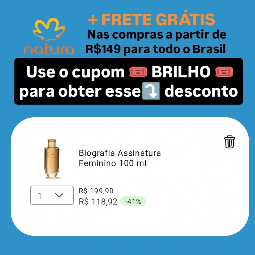 🛍️ Biografia Assinatura Feminino 100 ml

🔗natura.com.br/consultoria/ta…

✨Para aplicar o cupom é necessário selecionar o consultor TAVIOCONSULTOR no site ou App Natura, ou comprando através do link acima✨ 

#consultordigitalnatura #perfumelover #Deusnocomando