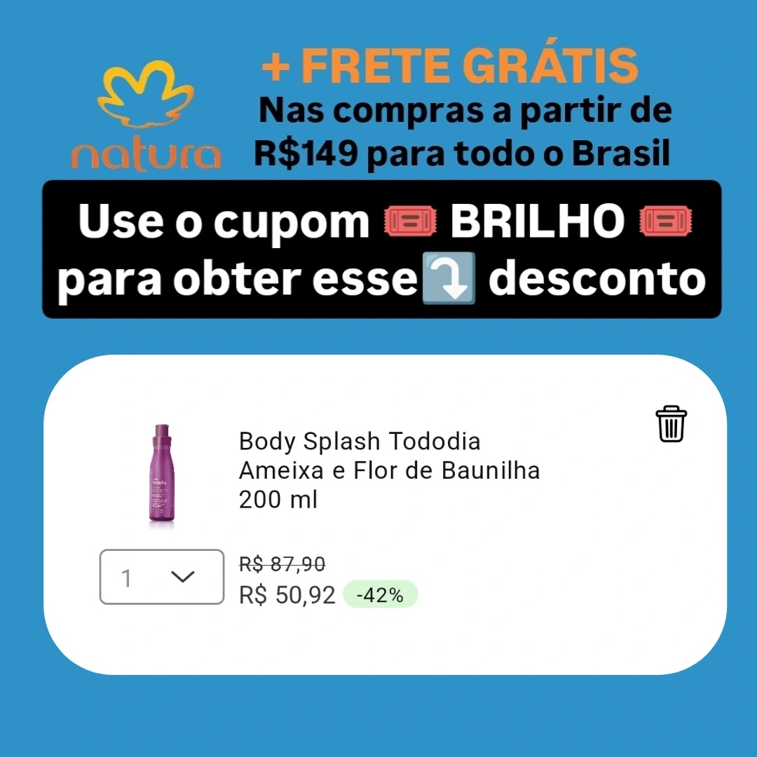 🛍️ Body Splash Tododia Ameixa e flor de Baunilha 200 ml

🔗natura.com.br/consultoria/ta…

✨Para aplicar o cupom é necessário selecionar o consultor TAVIOCONSULTOR no site ou App Natura, ou comprando através do link acima✨ 

#consultordigitalnatura #perfumelover #Deusnocomando