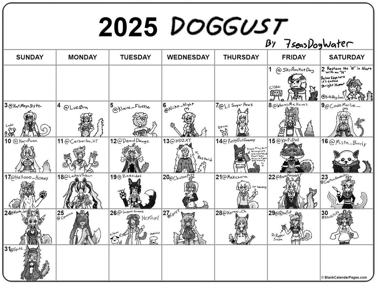 dog_seas's tweet photo. I don't post on Twitter anymore but I wanted to share that I did an art challenge called Doggust (Dog + August) for the month of August where I draw a dog vtuber/fren everyday for the month of August and actually completed it. Now I gotta tag 31 dogs https://t.co/CASi4TkR3O