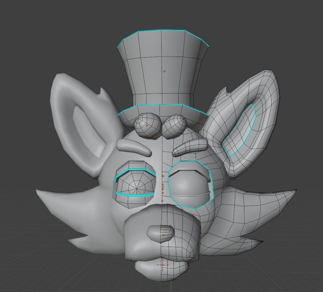 TotallyNightma1's tweet photo. First time posting here about my 3D modeling! 

This is a model of a FNAF oc I'm working on after having some practice with studying at DAE, love the expressions on this guy. 

#3Dmodel #Blender https://t.co/UqJOAU1AX9