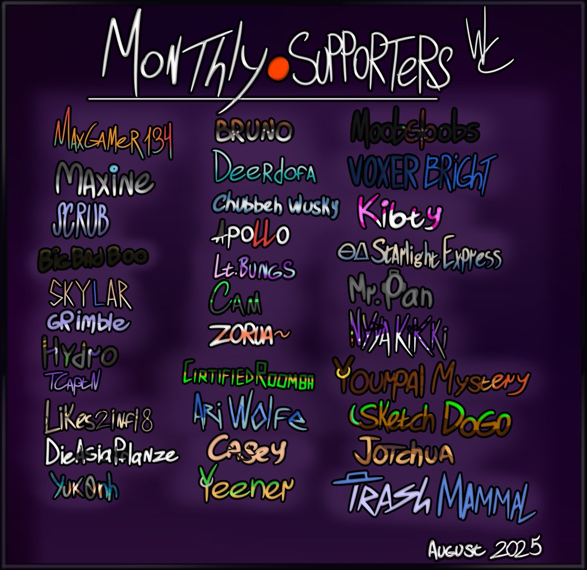 huge love for all of my August supporters!