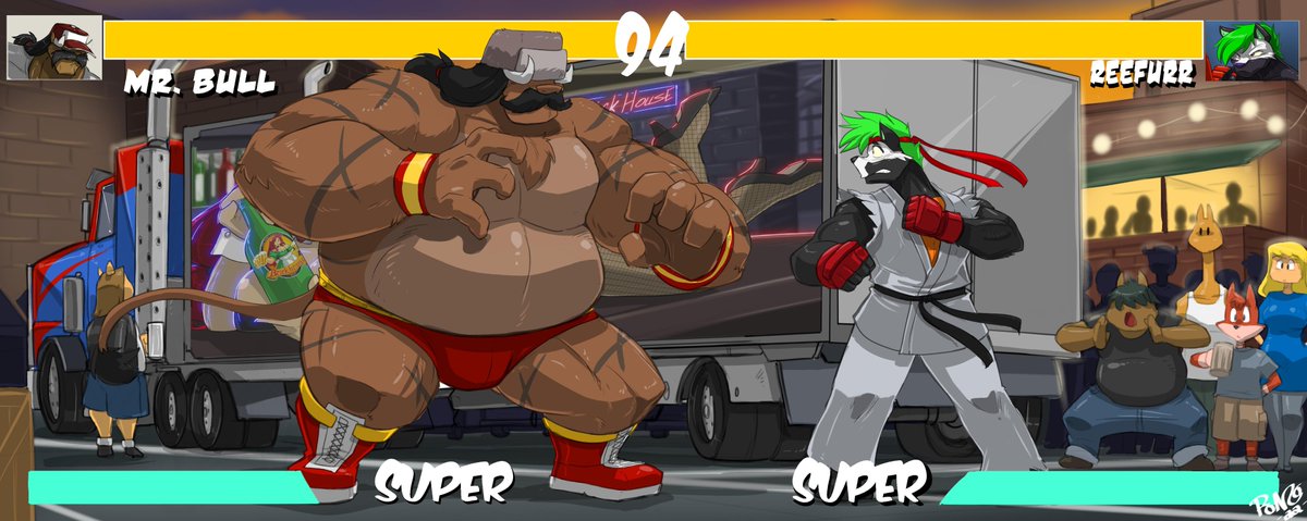 Here we have a homage to Street Fighter! ReeFur VS Mr. Bull!
Who do you think will win?!

ReeFur belongs to me

Mr. Bull &amp; Art = <a href="/shonuff44/">ShoNUFF-44</a>
