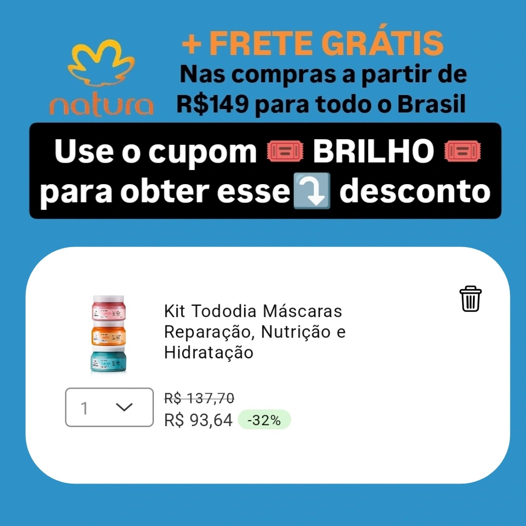 🛍️ Kit Tododia máscaras:
Reparação, Nutrição e Hidratação.

🔗natura.com.br/consultoria/ta…

✨Para aplicar o cupom é necessário selecionar o consultor TAVIOCONSULTOR no site ou App Natura, ou comprando através do link acima✨ 

#consultordigitalnatura #perfumelover #Deusnocomando