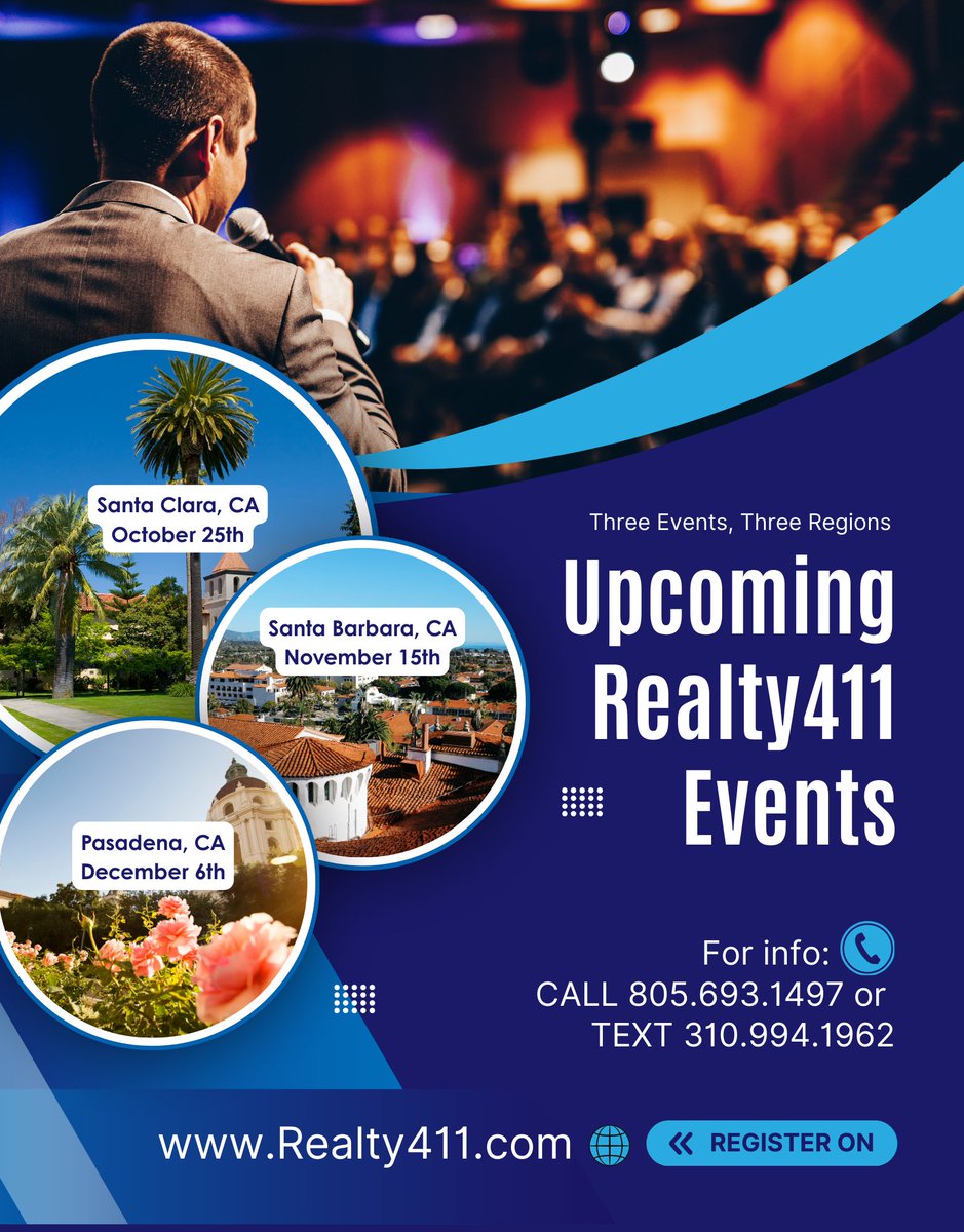 Realty411.com is hosting Realty411's Investing with Confidence Expos in Santa Clara, Santa Barbara &amp; Pasadena. Make sure to attend it on October 25. linkedin.com/events/realty4…