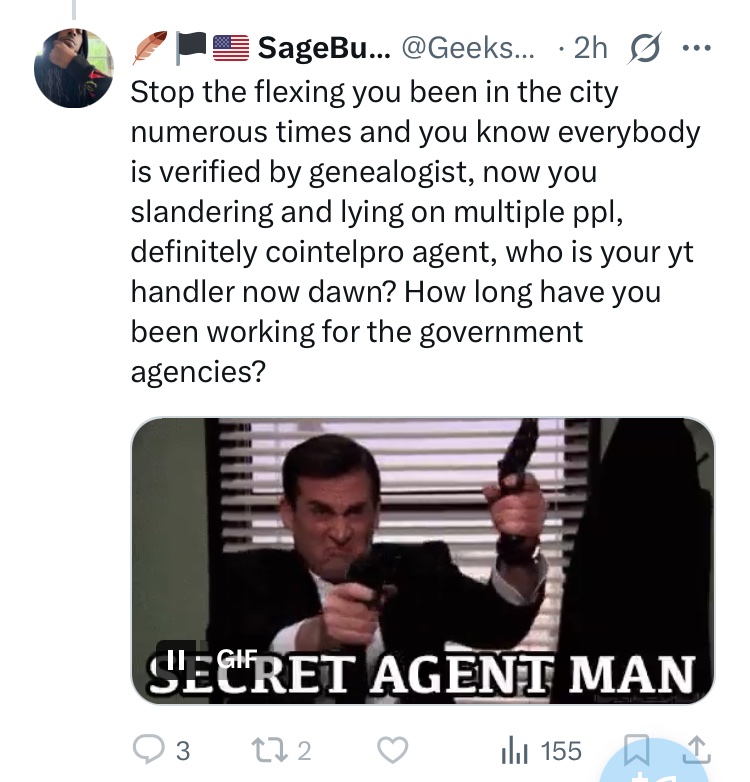 Loveu2death00's tweet photo. It’s always some Captain🦸🏾‍♀️save a hoe Ninja LYING‼️ trying to Save Haitian 🇭🇹 April Showers.  We have her recorded stating  “The  CITY 🌆” doesn’t ask for information people do their own genealogy 🧬🔍research.  @Geekandganja LIAR‼️ https://t.co/mxnk9ZKYMl