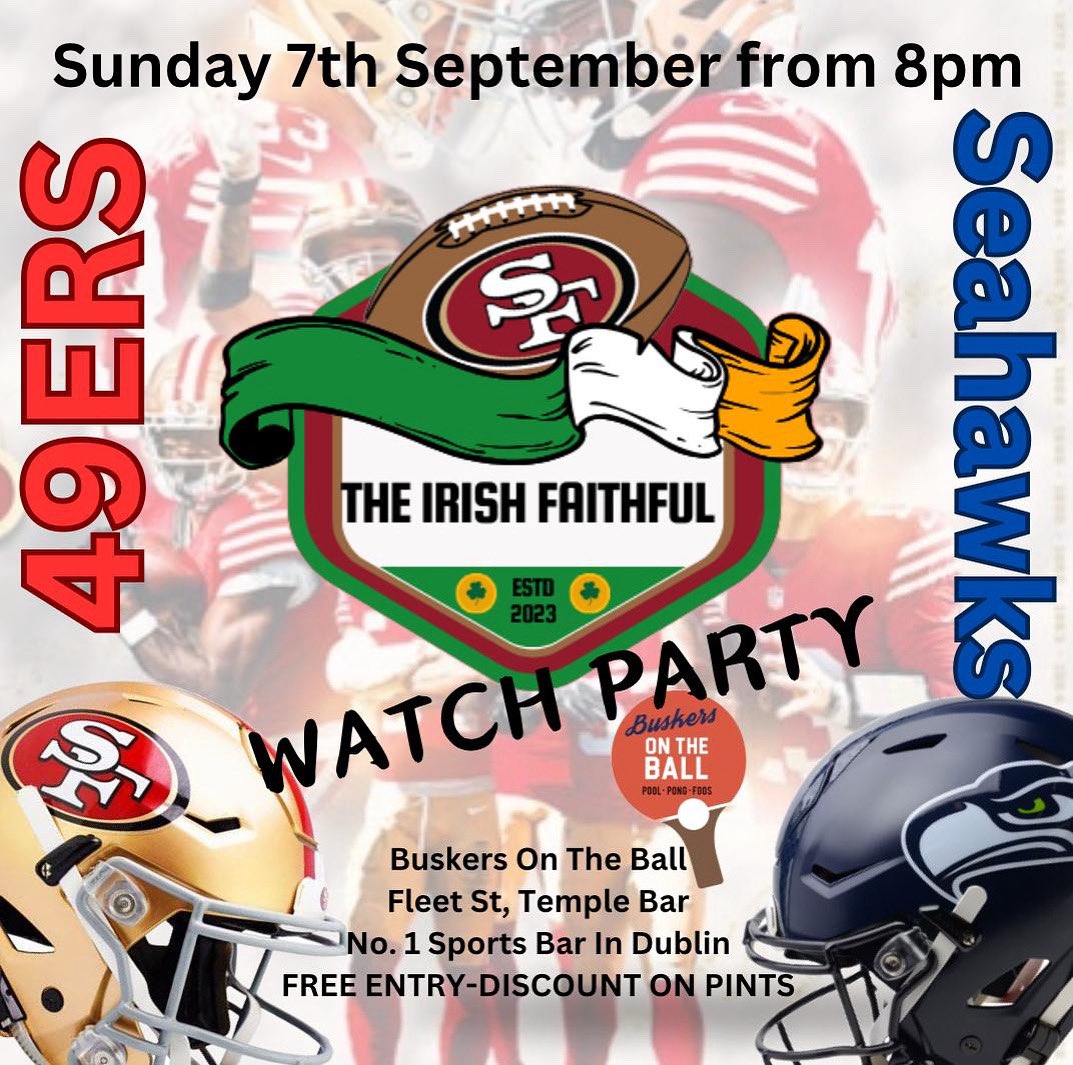 Our first official game of the @nfl season is upon us and boy it’s a cracker. Our San Francisco #49ers will tog out against the old enemy #seahawks 

We’re all pumped for this one and so you guessed it right. We’re kicking off the with a watch party at <a href="/BuskersOTB/">Buskers On The Ball</a>
#grabyourjersey