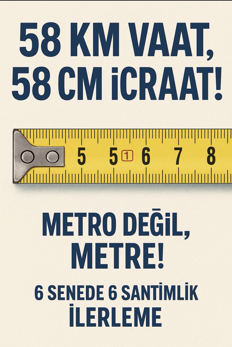 06melihgokcek's tweet photo. MANSUR’A HAKSIZLIK ETMEYİN…
58 KM METRO VAADETTİ…
58 SANTİMETRE YAPTI… https://t.co/sJ919YGjTy