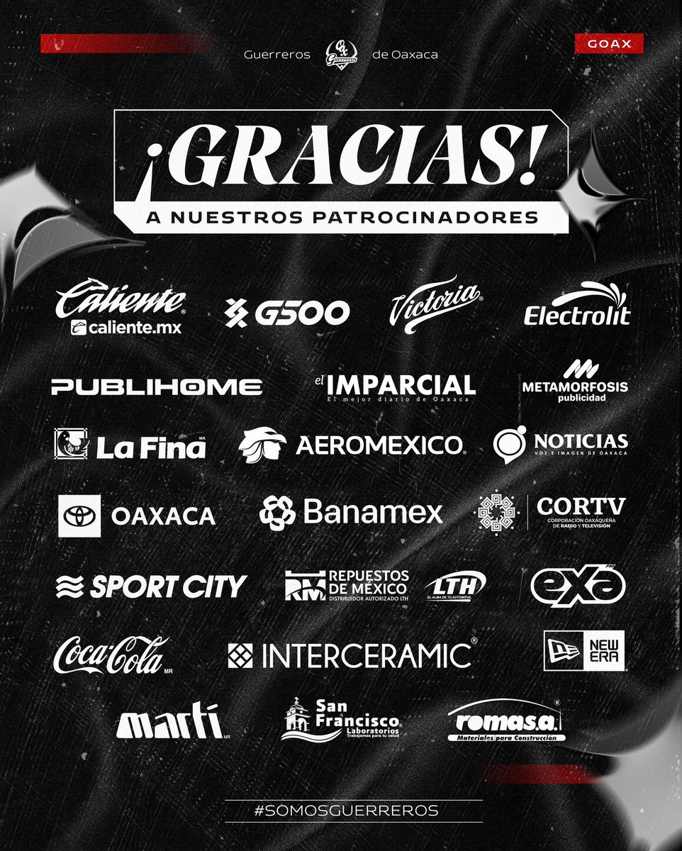 ⚾️Detrás de cada jugada, cada victoria y cada emoción, estuvieron ustedes. 

¡Gracias infinitas a nuestros socios comerciales por acompañarnos en esta inolvidable temporada 2025!🙌🏼

🗣️Esperamos seguir escribiendo más momentos juntos.

#SomosGuerreros⚔️