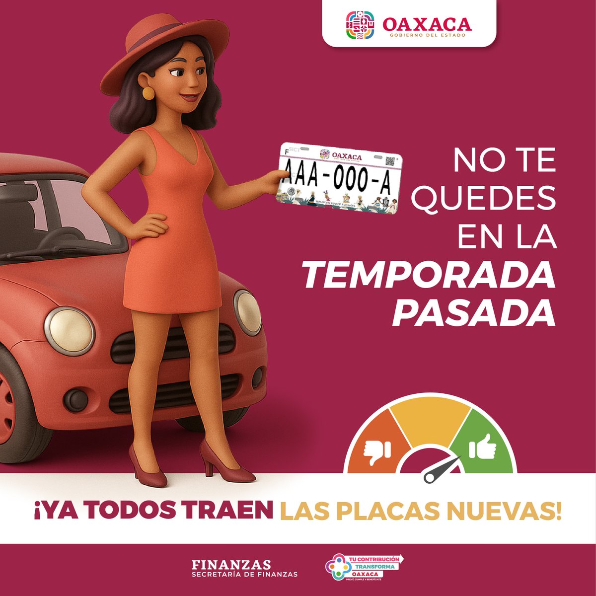 La moda… ¡Es tener todo en regla!
★ Placas 2025: El diseño más esperado.
★ Los beneficios incluyen:
Tranquilidad para circular ✨
Total legalidad 😎
100% de descuento en la #Tenencia2025🎟️
👉 Haz tu cambio hoy y súmate a la nueva imagen vehicular de Oaxaca.